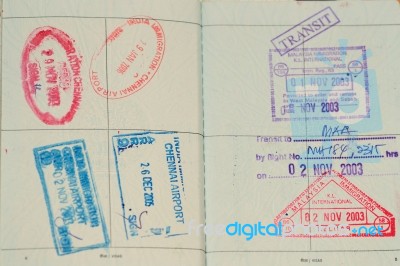 Passport Stamps Stock Photo
