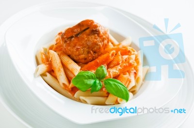 Pasta With Meatball Stock Photo