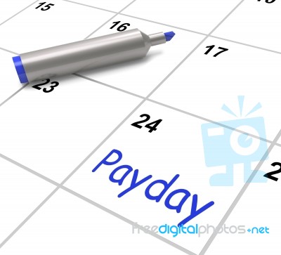 Payday Calendar Shows Salary Or Wages For Employment Stock Image