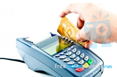 Payment Machine Swipe Stock Photo