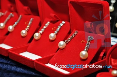 Pearl Earrings Stock Photo
