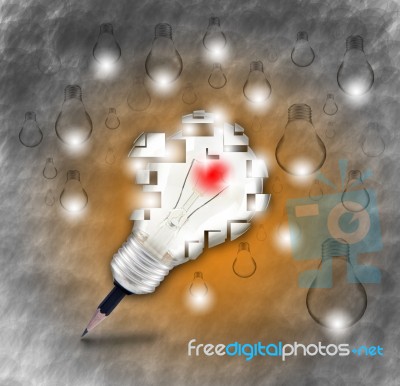 Pencil And Light Bulb Symbol For New Idea And Creative, Stock Photo