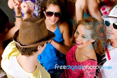 People Dancing In Disco Night Club Stock Photo