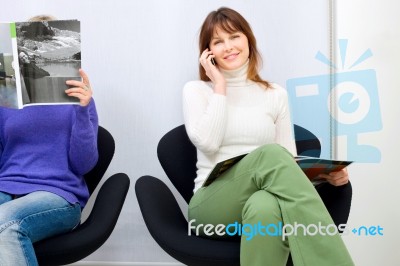 People In Waiting Room Stock Photo