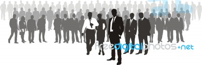 People With Network Boss On Front Stock Image