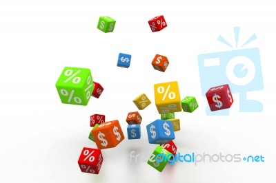 Percentage And Dollar Cubes Stock Image