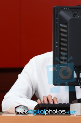 Person Working In Computer Stock Photo