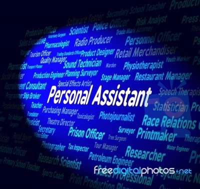 personal assistant indicating text words and secretly stock image