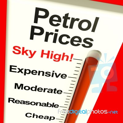 Petrol Prices Sky High Monitor Stock Image