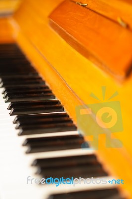 Piano Keyboard, Closeup Shot Stock Photo