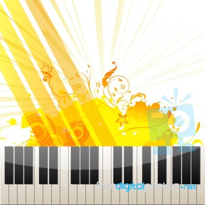 Piano With Floral Background Stock Image