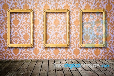 Picture Frame On Decorated Wall Stock Photo