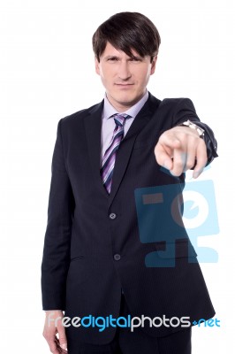 Picture Of An Angry Middle Aged Businessman In Suit Stock Photo