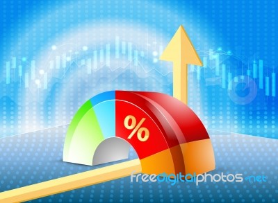 Pie Chart On A Blue With Graph Stock Image