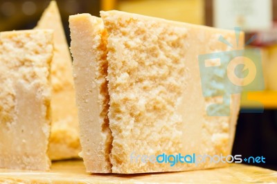 Piece Of Grana Padano Or Parmigiano Reggiano Aka Parmesan Cheese… Stock Photo