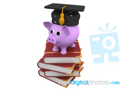 Piggy Bank And Stack Of Books Stock Image