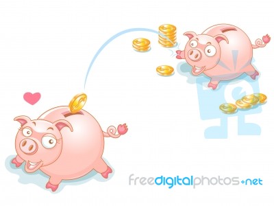 Piggy Bank And US Dollar Stock Image