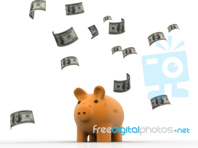 Piggy Bank With Money Rain Stock Image