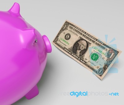 Piggy Dollars Shows Income Saved In America Stock Image