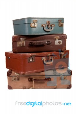 Pile Of Old Suitcases Stock Photo