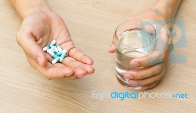 Pills In Hand Stock Photo