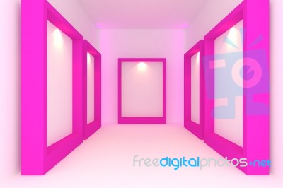 Pink Frame In Gallery Stock Image
