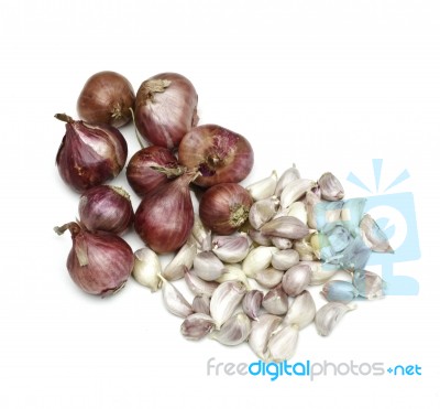 Pink Garlic Stock Photo