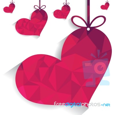 Pink Heart With Ribbon On White Background Stock Image