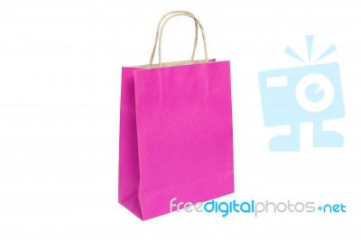 Pink Paper Bag Stock Photo