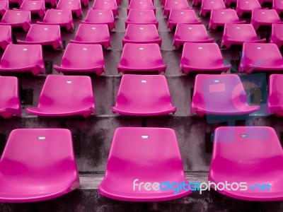 Pink Seats On Stadium Stock Photo
