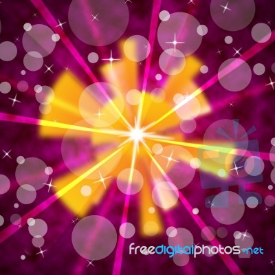 Pink Sun Background Shows Shining Rays And Bubbles Stock Image