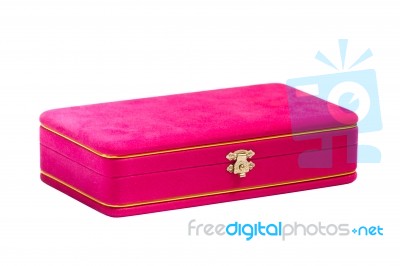 Pink Velvet Box Isolated On White Background Stock Photo