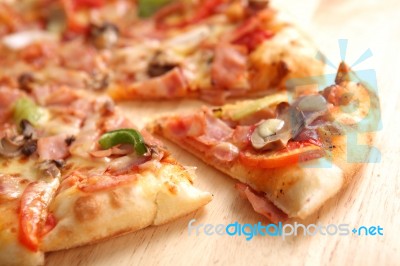 Pizza Ham And Mushroom Stock Photo