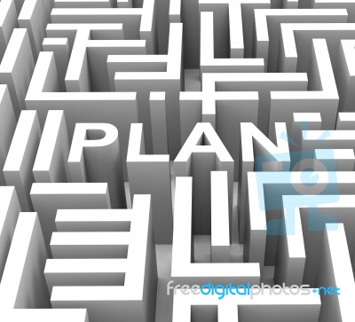 Plan Word Shows Guidance Or Business Planning Stock Image