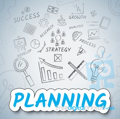 Planning Ideas Shows Objectives And Goals Icons Stock Image
