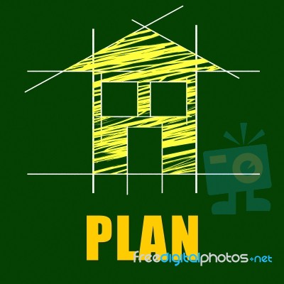 Plans House Represents Architect Habitation And Residence Stock Image