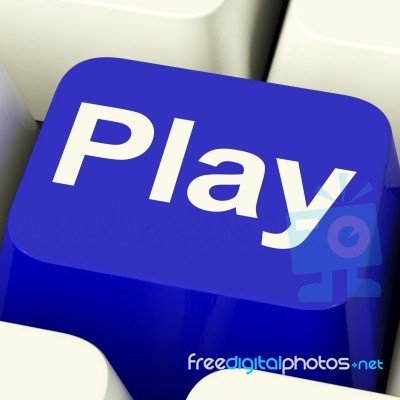 Play Computer Key In Blue Stock Image