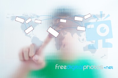 Pointing On Email World Map Stock Image