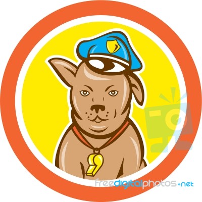 Police Dog Canine Circle Cartoon Stock Image