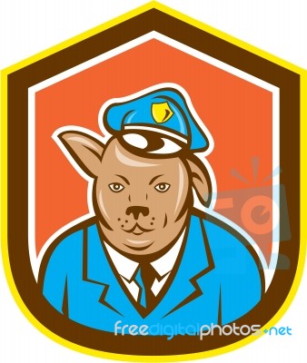 Police Dog Canine Shield Cartoon Stock Image