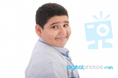 Portrait Boy Isolated On White Stock Photo