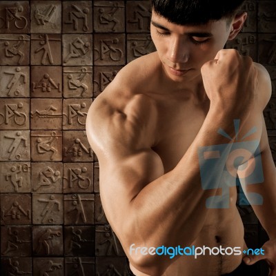 Portrait Muscular Male Stock Photo