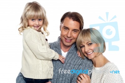 Portrait Of A Happy Family Indoors Stock Photo