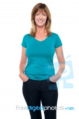 Portrait Of A Trendy Middle Aged Woman Stock Photo
