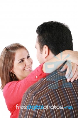 Portrait Of Happy Couple Embracing With Love Stock Photo