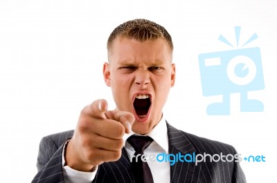 Portrait Of Shouting Businessman Stock Photo