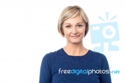 Portrait Of Smiling Middle Aged Woman Stock Photo