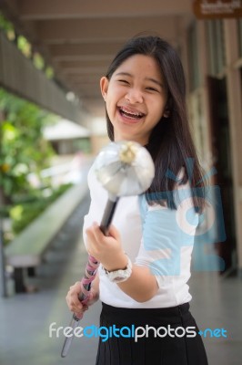 Portrait Of Thai Student Teen Beautiful Girl Relax And Smile Stock Photo Royalty Free Image Id