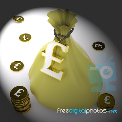 Pound Bag Means British Wealth And Money Stock Image