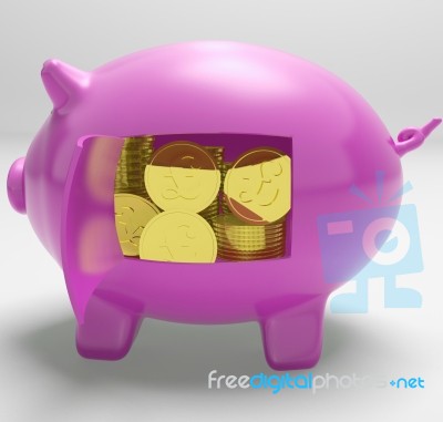 Pounds In Piggy Shows Uk Profit And Prosperity Stock Image